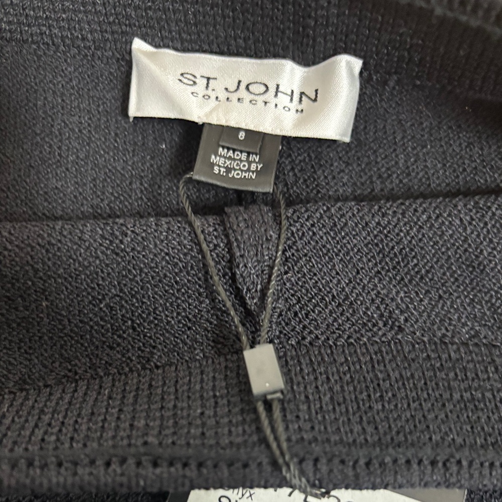 St. John Collection Black Wide Leg Santana Knit Pants/Trousers
